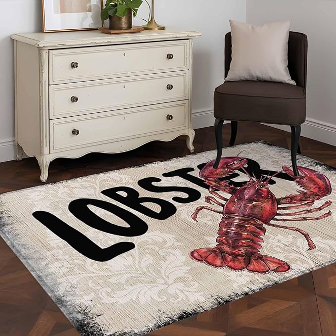 Nautical Ocean Wood Texture Area Rugs 2.7'x5', Washable Area Rugs Non-Slip Indoor Floor Mats Carpet for Living Room Bedroom Dining Room