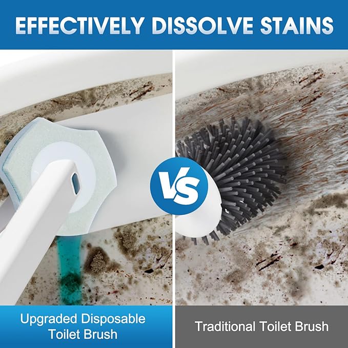 Disposable Toilet Brush Refills 32 Count Toilet Refills, Disposable Toilet Bowl Brush Refill Pads for Bathroom and Toilet Cleaning (Not Compatible with Other Brand Toilet Handle)