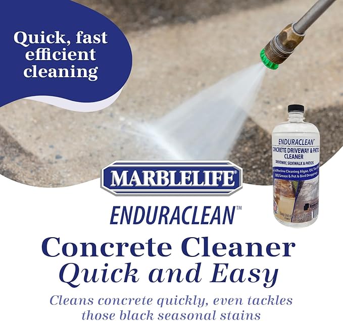 Marblelife EnduraCLEAN Concrete Cleaner for Driveways, Sidewalks & Patios, Powerful Concrete Sidewalk Cleaner, Effective Driveway Oil Stain Remover, Safe for Plants Patio Cleaner, Ready-To-Use, 128 oz