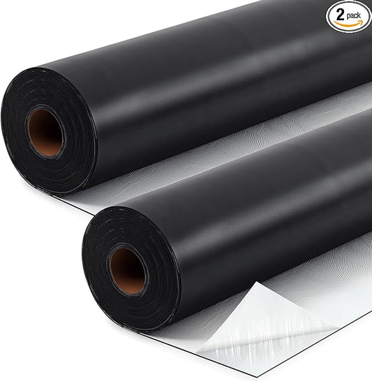 Pushglossy 2 Rolls EPDM Rubber Roofing Membrane 39" x 20ft, Self-Adhesive Waterproof Underlayment, 47 Mil Reinforced Flat Roof Sheet, Ice and Water Sheet for RV, Shed, Garage and Patio