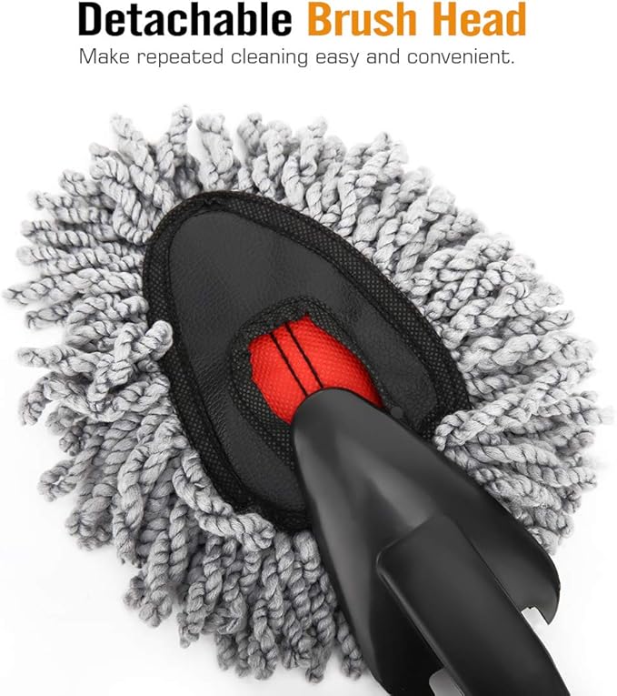 MoKo Car Duster, 2 Pack Super Soft Microfiber Dash Duster Detail Brush Set Interior Exterior Cleaning Dusting and Washing Tool for Car Motorcycle Automotive Dashboard Air Vents - Gray