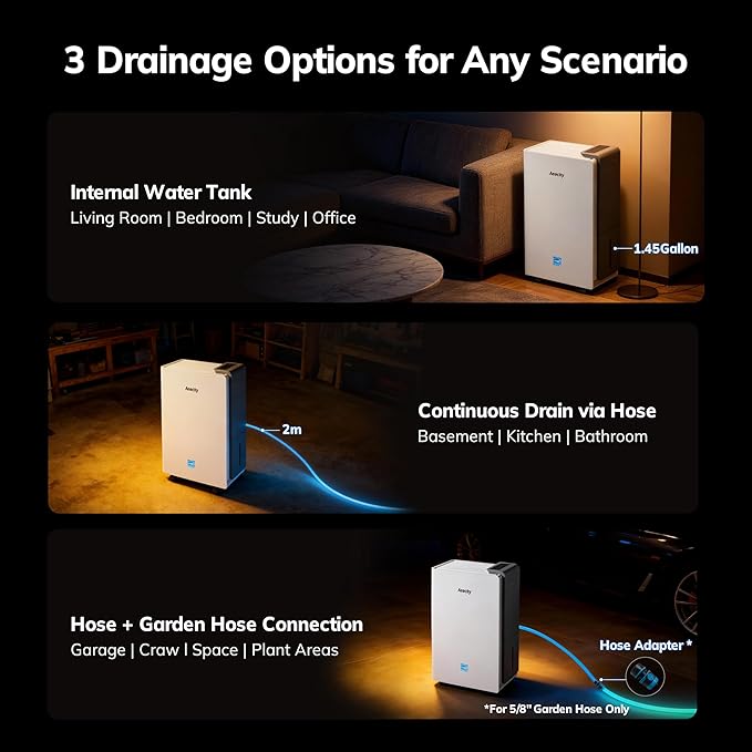 4500 Sq.Ft Energy Star Most Efficient 2025 Dehumidifier,AEOCKY Max 80 Pint/Day Smart Compressor Dehumidifier with Drain Hose, Intelligent Humidistat,for Basement,Bedroom,Home,Bathroom