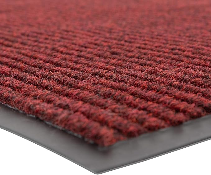 Notrax 109 Brush Step Carpeted Indoor/Outdoor Entrance Mat for Home or Office, 4' X 6', Absorbent Slip Resistant Heavy Duty Entry Mat, Red/Black, 109S0046RB