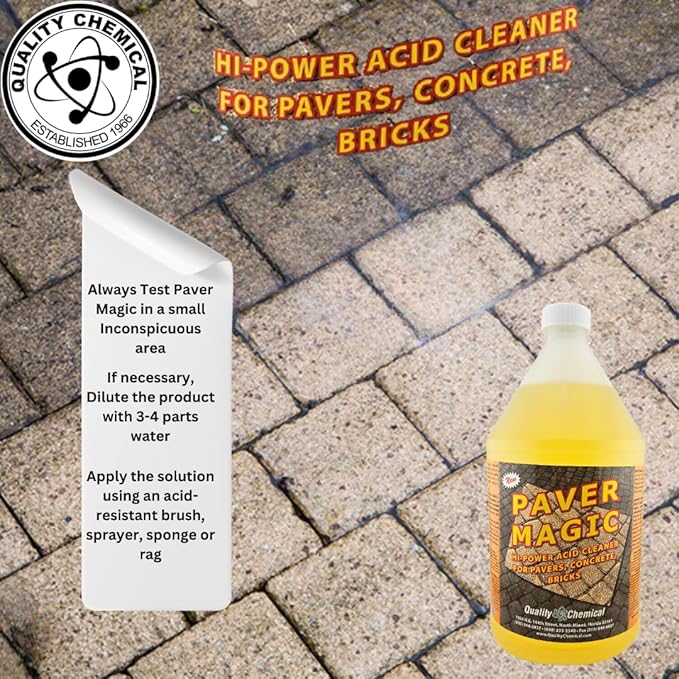 Quality Chemical Paver Magic - High Power Concrete, Brick and Paver Cleaner - Outdoor Stain Remover - 128 oz (Pack of 1)