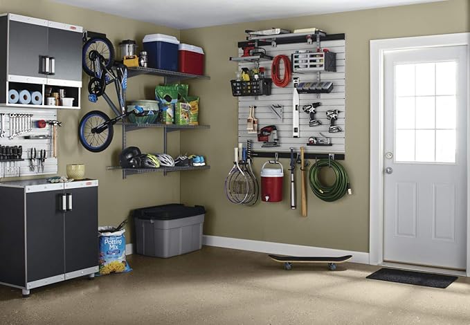 Rubbermaid FastTrack Rail Bench Blox Kit, Garage Organization System for Tools, Cleaning Supplies, Space Saving