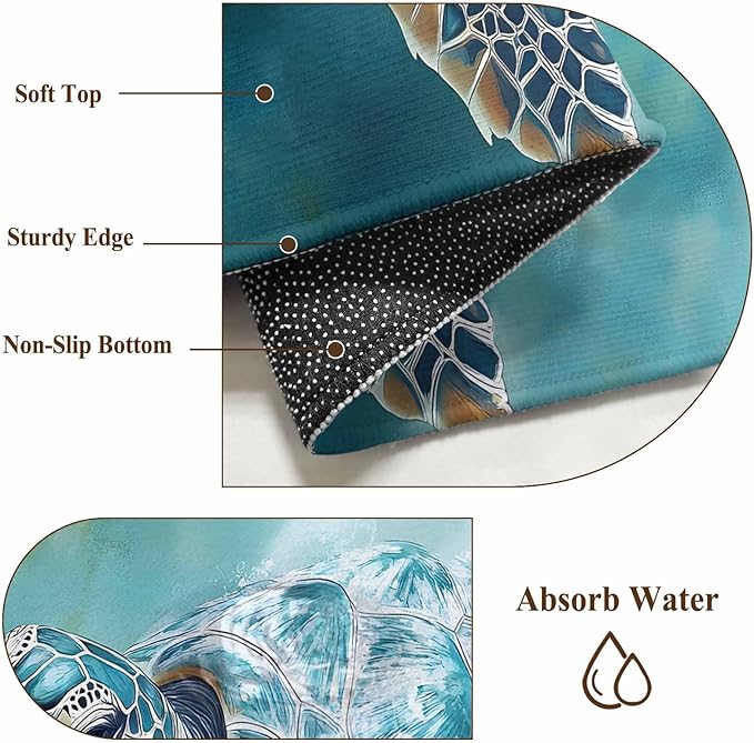 Marine Animal 9'x12' Large Area Rugs, Ocean Turtle Modern Art Abstract Style Washable Area Rugs Non-Slip Indoor Floor Mats Large Carpet for Living Room Bedroom Dining Room