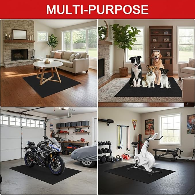 Golener Oil Spill Mat - Garage Floor Mat, Absorbent Oil Pad, Premium Rubber Mat, Waterproof, Contain Liquid, Protect Garage Surface from Spill & Stain, Reusable, Washable, Durable, Black, 72” x 96”