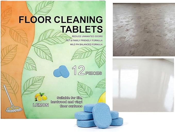 24pcs Floor Cleaning Tablets, Lemongrass Scent Clean Sheets For Floor, Effective Floors Cleaner Tablets Solution, Concentrated Tile Cleaning Sheets For Marble, Laminate, Tiles, Kitchen, Bedroom