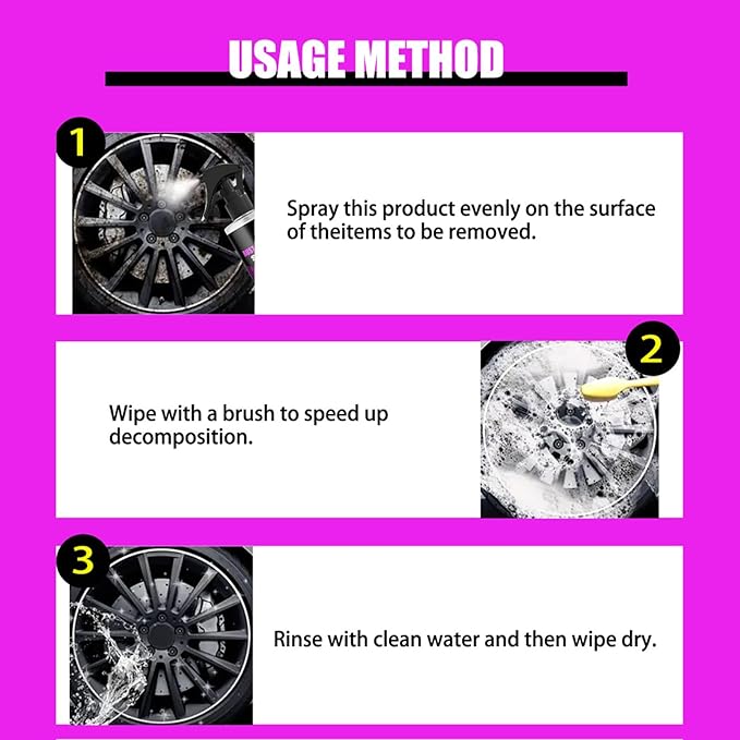 Car Iron Powder Remover, Deep Cleansing Neutral Formula, 100ml, Car Tire Cleaner, Rust Stain Removal Spray, Long-Lasting Protection, Use For Marine Driveway Motorcycle Garage And Shower Surfaces