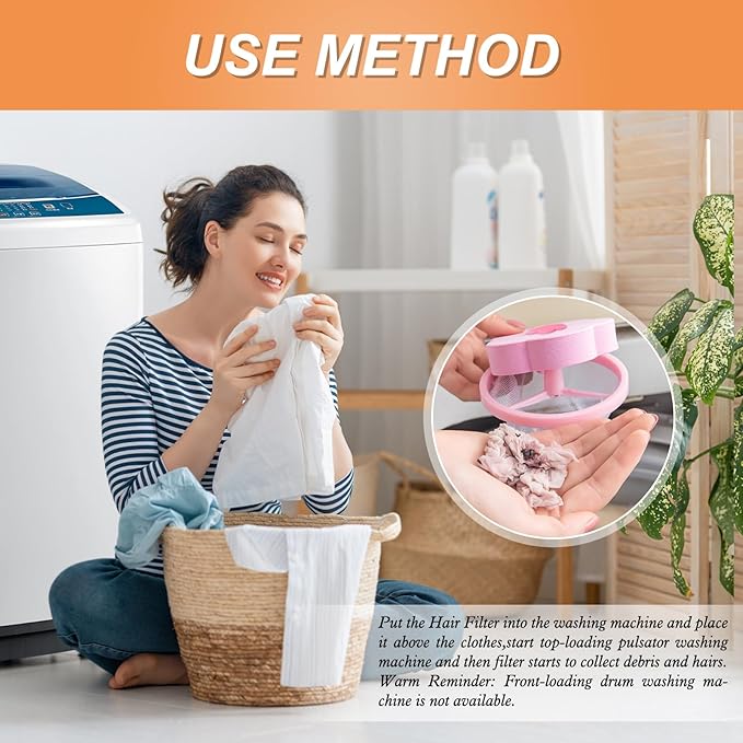 NEIJIANG Lint Catcher for Laundry,Pet Hair Remover for Laundry,Washing Machine Floating Lint Mesh Bag,Reusable Household Hair Filter Washer Lint Trap Net Pouch 4 Pieces (Blue，Pink，Green，Orange)