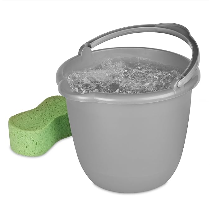 10 Qt. Spout Pail Classic Titanium,Gray Plastic Bucket with Pour Spout and Handle for Cleaning, Mopping, Gardening