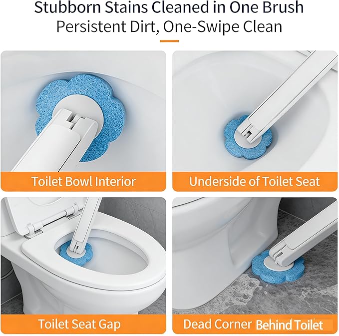 Disposable Toilet Brush and Holder Kit, Wall-Mounted Toilet Cleaning System with 18Pcs Pre-Soaked Cleaner Refills for Bathroom Deep Cleaning (Replacement Head - Yellow -18Pcs)