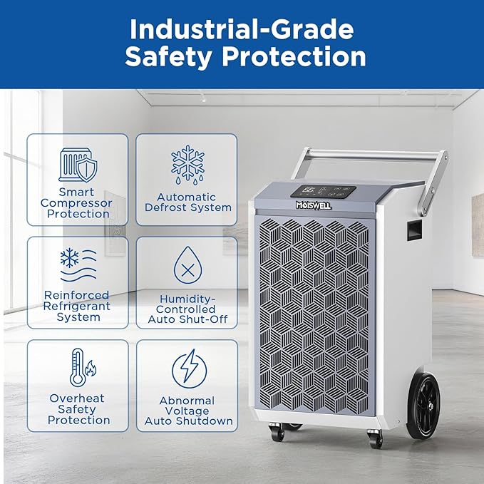 200 Pints Commercial Dehumidifier with Pump and Drain Hose for Basements, Heavy Duty Commercial Grade Dehumidifiers for Large Spaces, Warehouse, Industry Water Damage Unit, Auto Defrost