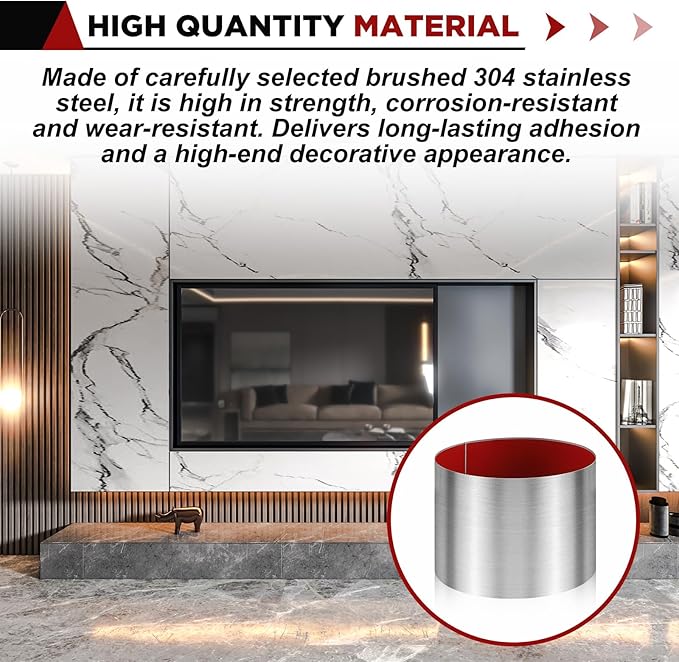 3 Pack 8 x 34 Inch Stainless Steel Kick Plate for Protection Decoration DIY Self Adhesive Metal Kick Plates for Interior or Exterior Wall Kitchen Cupboard Dishwasher(Silver)