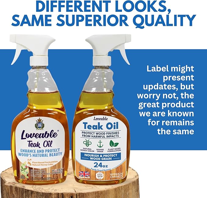 EcoDecors Loveable 24 oz Spray Bottle Teak Oil and Loveable Protection 16 oz Teak Sealer For Outdoor Furniture