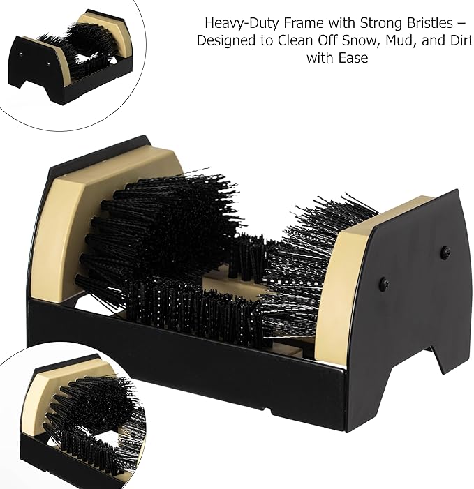 Heavy Duty Classic Outdoor Boot Scraper & Shoe Cleaner Brush with Stiff Bristles Metal Frame Portable or Floor Mounted for Entryways Barns Farms Garages Removes Mud Snow Sand Fits