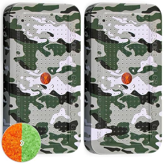 Wisesorb 100 Gram Camouflage Gun Safe Dehumidifier Silica Gel Canister Rechargeable Dehumidifier Desiccant Reusable Indicating Desiccant Moisture Absorber with Visible Window [2PACK]