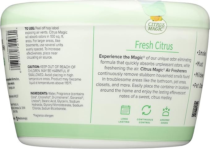 Citrus Magic Odor Absorbing Solid Air Freshener, Fresh Citrus, 20-Ounce (Pack of 6)