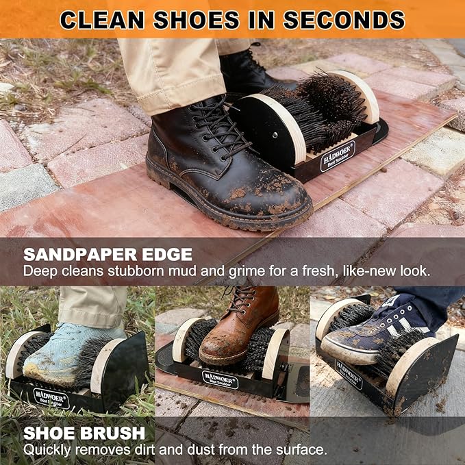 Hadwoer Boot Brush Scraper Outdoor – Heavy Duty Boot Scrubber & Shoe Cleaner Brush for Mud, Dirt & Snow – Durable Outdoor Boot Cleaner