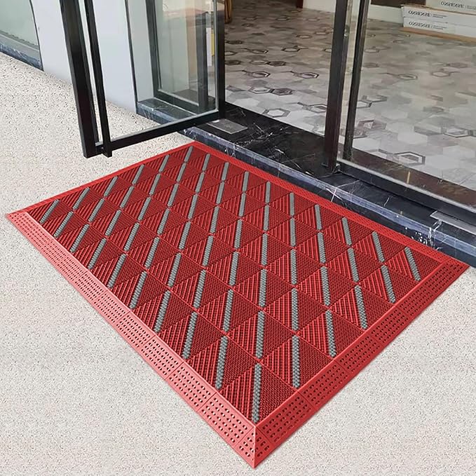 Interlocking Floor Tiles, Garage Flooring Tiles, Shoe Cleaner Mats for Entryway, Non-Slip Outdoor Shower Mat with Drainage Holes for Slippery Areas (Color : F, Size : 60x120cm)