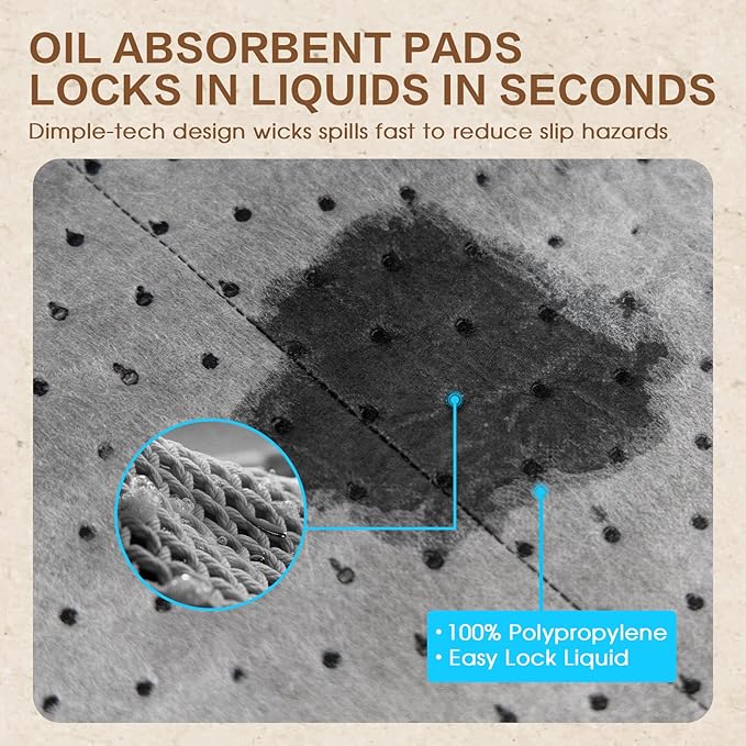 Oil Absorbent Mat Roll 30" x 150', Oil Absorbent Pads Heavy Duty for Industrial Garage Leaks & Drips, 10 oz Polypropylene Spill Cleanup Absorber