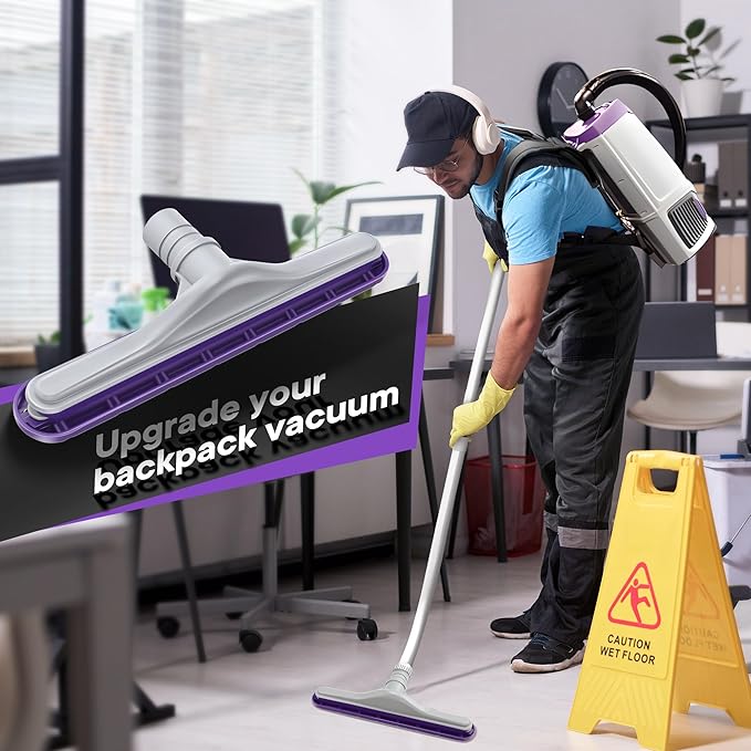 Replacement Floor Tool Compatible with Proteam E-Z Glide Backpack Vacuums 10 QT & 6 QT, Upgraded 14" Hard Surface Floor Tool for Commercial Cleaner Cleaning Brush (Nylon Brush, Purple Gray)