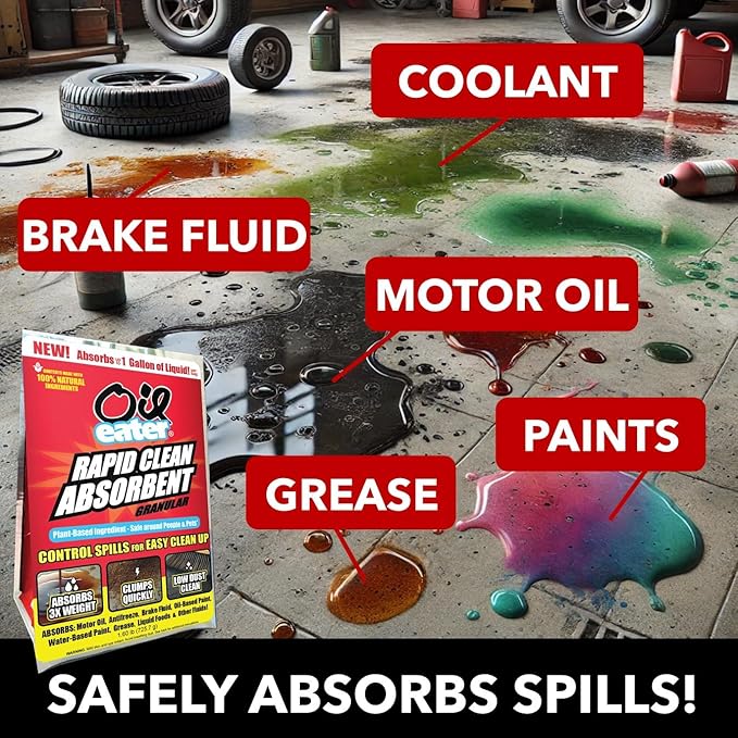 Rapid Clean Absorbent for Oil Spills, Automotive Spills, Paint Spills, Food Spills & Other Fluids