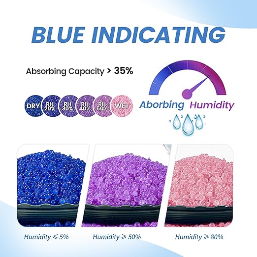 Wisesorb 200g Reusable Silica Gel Desiccant, Color Indicating Rechargeable Desiccant Packs for Storage, Moisture Absorbers for Storage, Gun Safes, Suitcases, 3D Filaments, Electronics, Car[3 Pack]