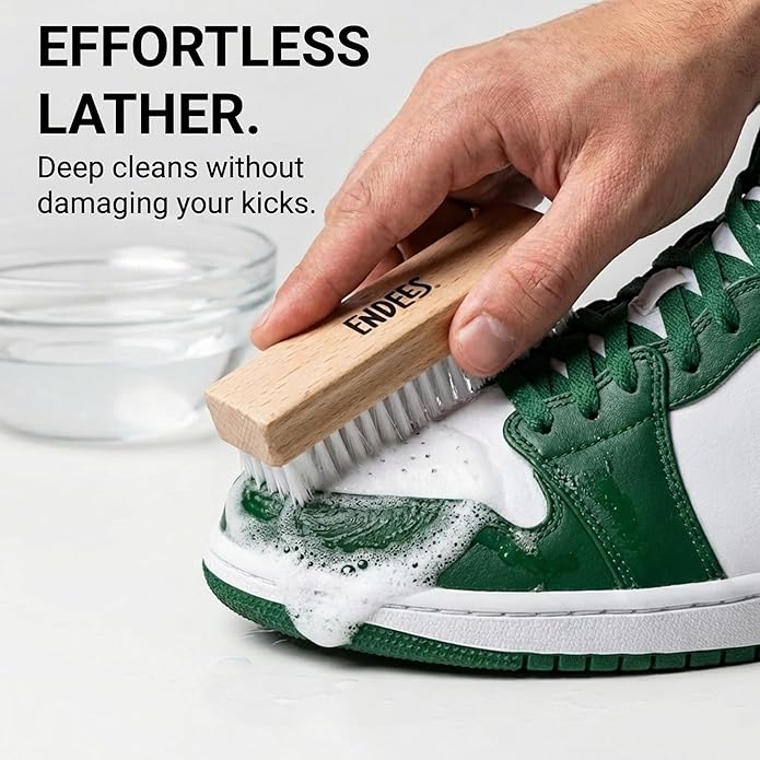 endees Brush Up (1 Pck) – Universal Shoe Cleaning Brush with Durable Synthetic Bristles & Wooden Handle – Leather, Suede & Fabric Shoes & Boots – Small, Compact, Portable Design – Shine, Polish, Dust