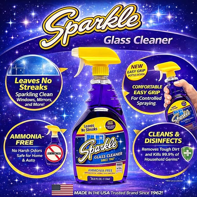 Sparkle Glass Cleaner, Original Purple, 1 Gallon Refill Bottle, 128 OZ