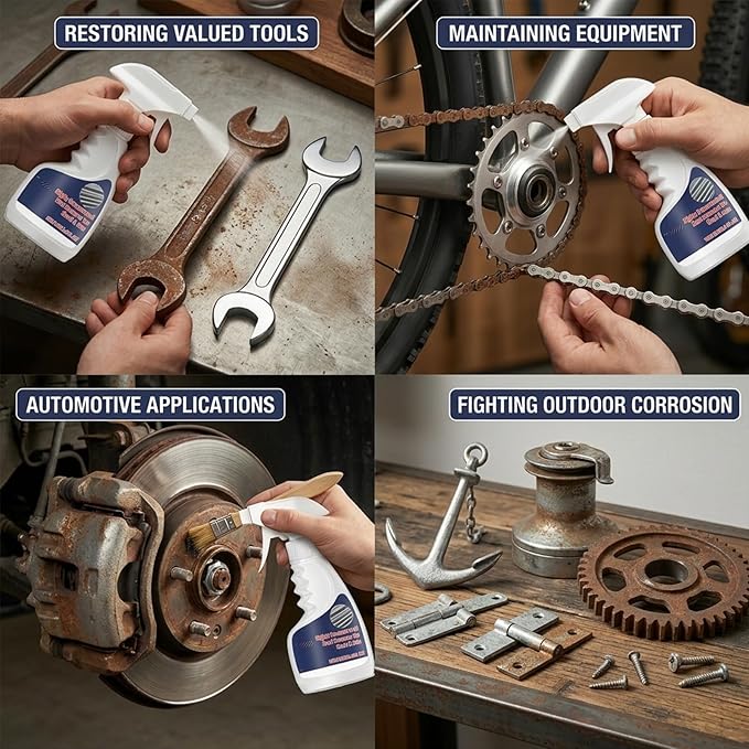 120ml Rust Remover for Metal, Heavy Duty Highly Concentrated Steel Rust Remover, Fast Acting Rust Stain Remover for Tools, Stainless Steel, Automotive Parts & Iron Surfaces (2 Set)