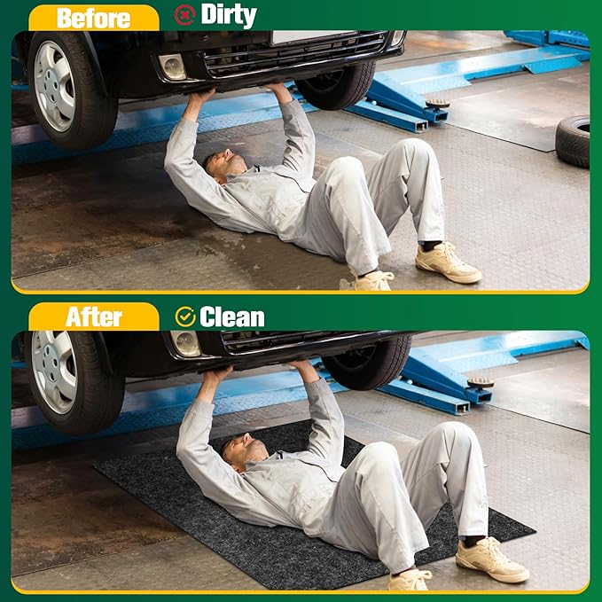 ToLanbbt Garage Floor Mat 36" x 29" - Oil Spill Mat for Under Car Driveway Oil Drip Pad with 8P Tapes, Waterproof Backing, Leak Absorbent, Reusable, Washable, Protect Garage Floor (1P, Dark Gray)