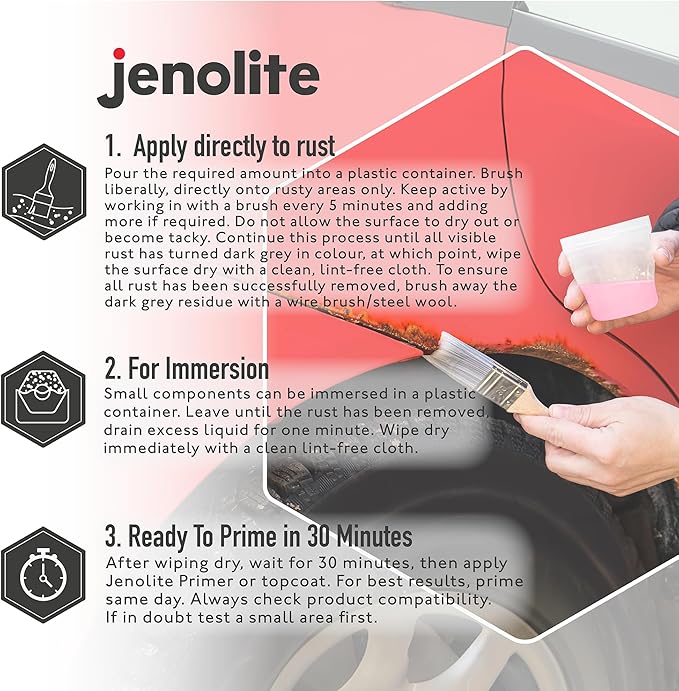 JENOLITE Original Rust Remover for Metal - Fast Acting Liquid with Trigger Spray - Industrial Strength, Removes Rust Back to Bare Metal - 500ml (16.9 fl oz)