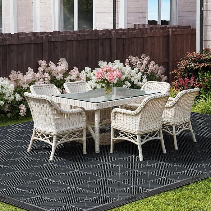 VEVOR Transition Edge Kit, 11-Piece, Durable PP Interlocking Modular Garage Floor Edging, Easy Installation, Only Compatible with VEVOR Drainage Mats, Black，Female