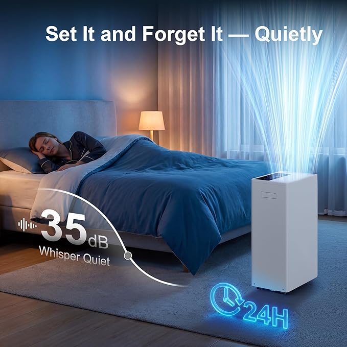 Max 100 Pint Portable Dehumidifier 5500 Sq.Ft, Dehumidifier with Drain Hose for Basement&Home, 204 OZ Water Tank, Auto Defrost, Smart Humidity Control, Energy Efficient&Quiet for Large Room Bathroom