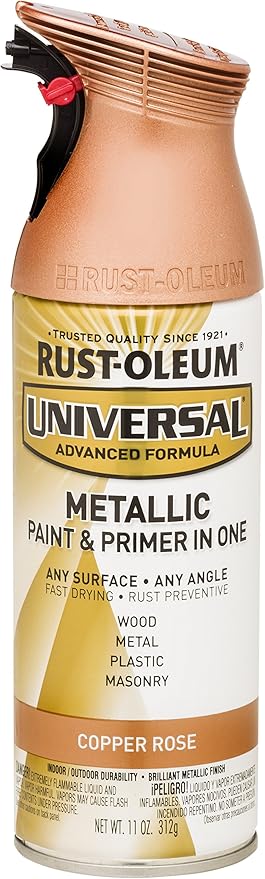 Rust-Oleum 314559 Universal All Surface Metallic Spray Paint, 11 oz, Copper Rose