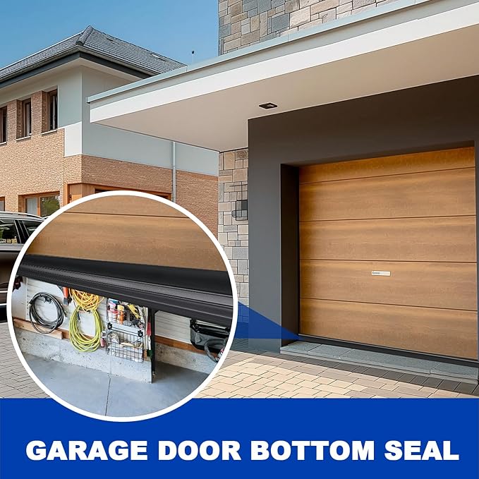 DGSL Garage Door Seals Bottom Rubber，Weather Stripping Sealing Strip Replacement, Universal Weatherproof Threshold Buffering (Black, 10Ft)