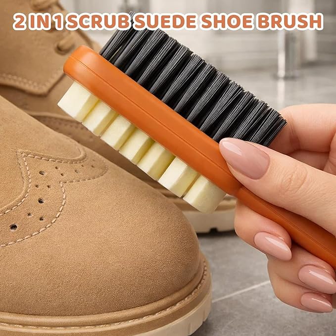 2PCS Suede Brush, Compact Design Rubber Shoe Brush, Shoe Brushes for Cleaning Suitable for Travel and Home Use