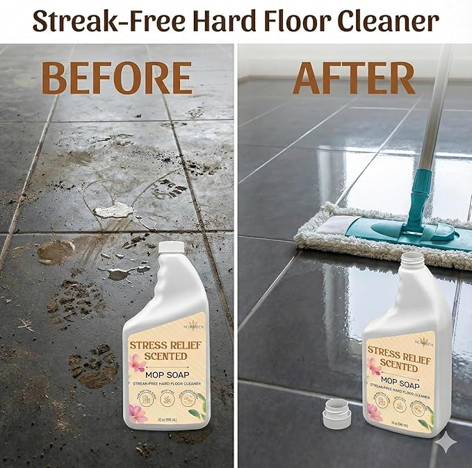 NOYATECH Scented Mop Soap – Stress Relief Aromatherapy Floor Cleaner Concentrate | Non-Toxic, Pet Safe, No Residue | Safe for Hardwood, Tile, Marble, Stone & Grout | All Mop Types | Made in USA