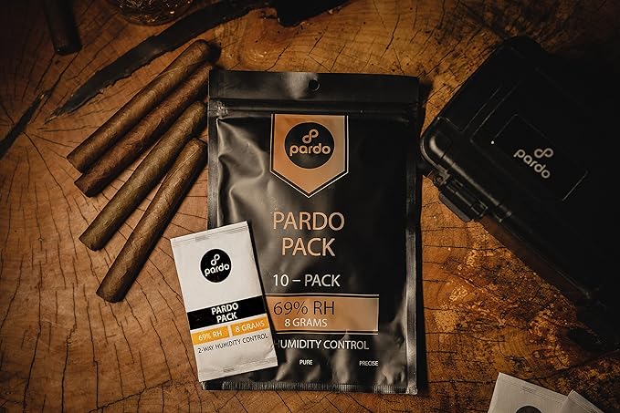 Pardo Humidity Packs 10 Pcs x 8 Grams - Humidor Packets 69% RH 2-Way for Humidity Control, Moisture Packs to Keep Cigars Fresh for Long; 2 Way Humidity Control Packs in Resealable Bag