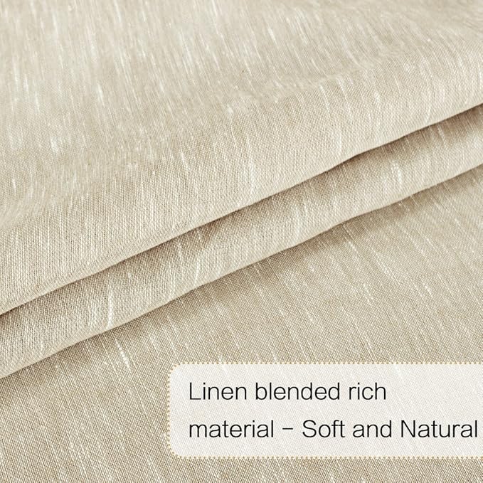 H.VERSAILTEX Linen French Door Curtains Privacy Light Reducing Door Curtain with Tieback | Rod Pocket Curtain 1 Panel for Glass Door Feature Open Weave Textured Linen - 25"x72" - Beige
