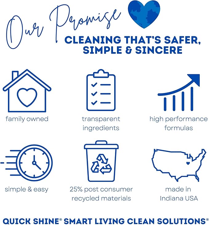 Quick Shine Hardwood Floor Cleaner Daily Care 24oz, 6Pk | Naturally Cleans Dirt & Scuff Marks | Dirt Dissolving, Streak Free, No Rinse & Ready to Use | Spray, Wipe, Done! | Safer Choice Cleaner