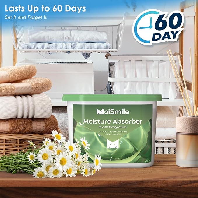 Moisture Absorbers 12 Packs, 10.8 Oz Fresh Scent Efficient Humidity Absorber ＆ Odor Eliminator Boxes, Refillable Car Dehumidifier for Closet, Bathroom, Basement＆ RV