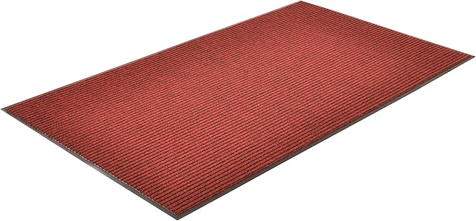 Notrax 109 Brush Step Carpeted Indoor/Outdoor Entrance Mat for Home or Office, 4' X 8', Absorbent Slip Resistant Heavy Duty Entry Mat, Red/Black, 109S0048RB