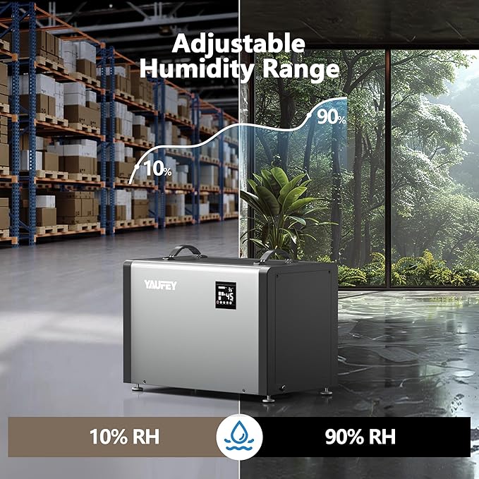 Yaufey 216 Pints Commercial Dehumidifier with Pump and Drain Hose for Crawlspace, Basements, Industrial Space, large room for Space up to 8000 Sq. Ft. - Auto Defrost, 5-Year Quality Coverage