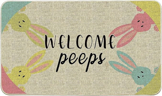 Welcome Floor Mat Home Front Door Easter Bunny Decor Welcome Outdoor Indoor Entrance Non Slip Entryway Rug Front Inside Outside Soft Low Profile Doormat 20x32 Inch