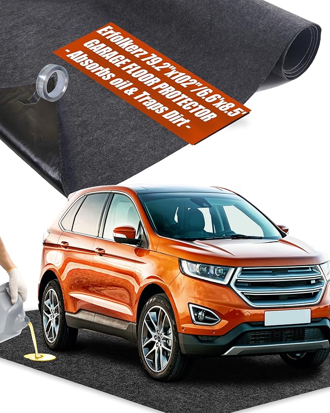 Large Garage Floor Mat 6.56'x8.53' for Under Car Protects Floor, Cuttable Water Containment Mat, Non-Slip Oil Spill Mat for Car-Wash/Driveway/Doorway
