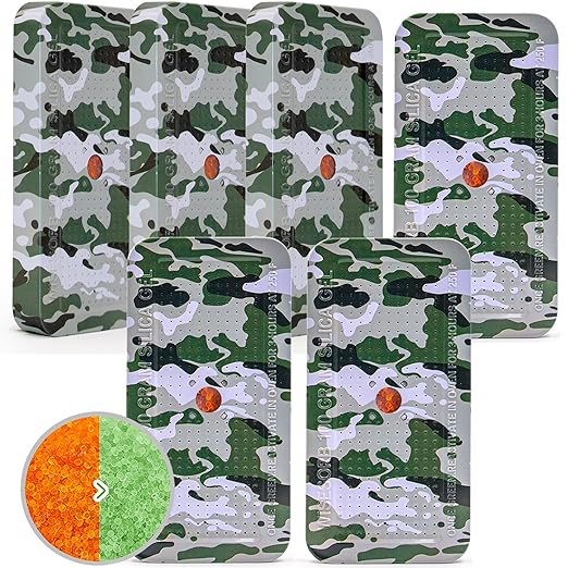 Wisesorb 100 Gram Camouflage Gun Safe Dehumidifier Silica Gel Canister Rechargeable Dehumidifier Desiccant Reusable Indicating Desiccant Moisture Absorber with Visible Window [6PACK]