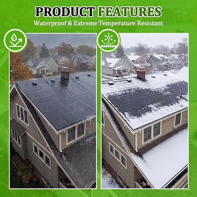 Pushglossy 1 Roll EPDM Rubber Roofing Membrane 39" x 15ft, Self-Adhesive Waterproof Underlayment, 47 Mil Reinforced Flat Roof Sheet, Ice and Water Sheet for RV, Shed, Garage and Patio