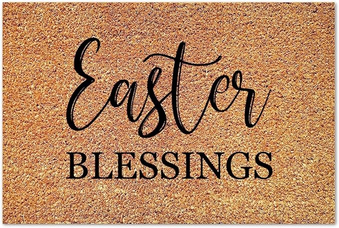 Home Decor Easter Blessings Doormat Quote Sayings Farmhouse Weather Resistant Non Slip Mat for Outdoor Entry Porch Patio Apartment Gift for Women Men 16x24 inch